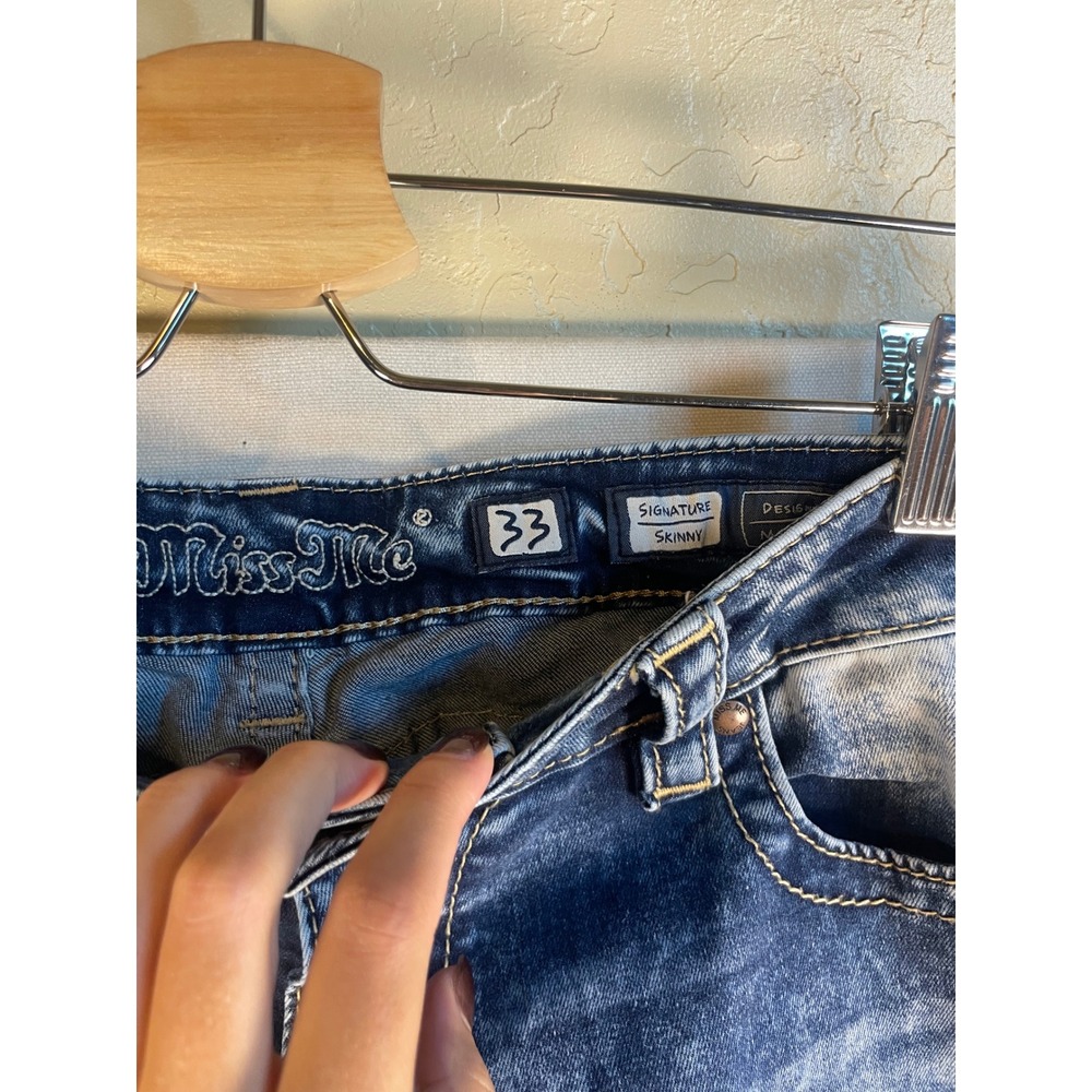 Miss Me Signature Skinny Jeans 33 Blue Acid Wash Mid Rise Denim P149 - Picture 3 of 9